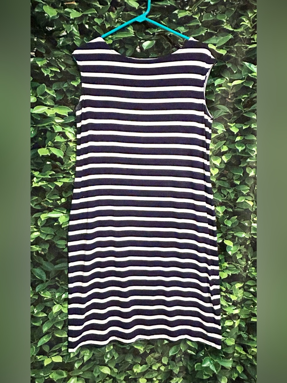 Chico’s Navy Blue White Striped Nautical Dress Spandex Sleeveless Womens 1/S/8
